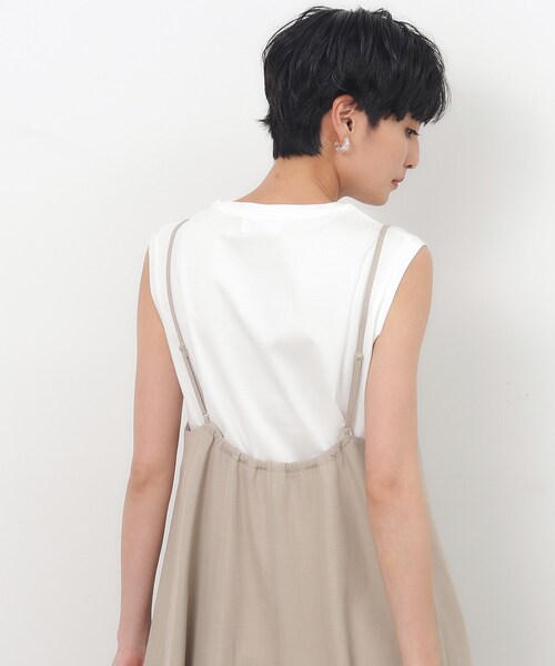 OPAQUE.CLIP（オペークドットクリップ）の「◆UV ベーシックノースリーブ／シルキースーピマ【接触冷感/洗濯機洗い可】（Tシャツ/カットソー・レディース・チャコールグレー/ホワイト/ブラック・36/38/40/42）」の18枚目の写真