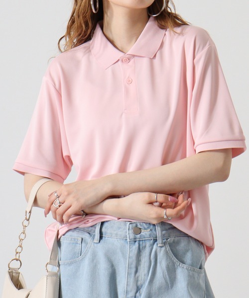 atONE(アットワン)の「atONE ベーシックドライポロシャツ(ポリジン加工)(ポロシャツ・レディース・ブラック/ライトピンク/ネイビー/ホワイト/イエロー系・LL/L/M)」の1枚目の写真