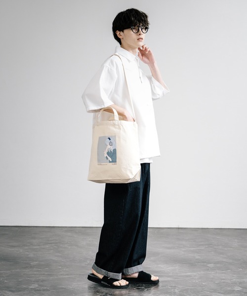 Rocky Monroe(ロッキーモンロー)の「襟付きハーフジップ半袖ビックシャツ(シャツ/ブラウス・メンズ・ライトブルー/ブルー/オフホワイト・M/L)」の9枚目の写真