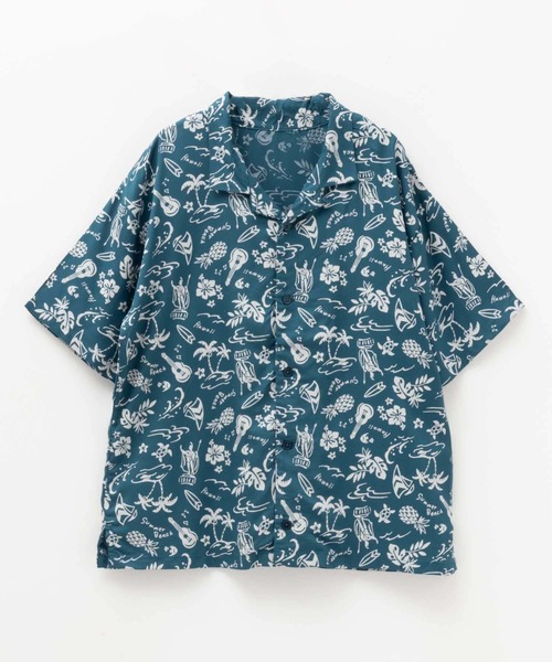 NAVY(ネイビー)の「【 ボーイズ 】NAVY インドレーヨン開襟シャツ オープンシャツ(シャツ/ブラウス・キッズ・ブラック/グレー/ブルー・120/130/140/150/160)」の1枚目の写真