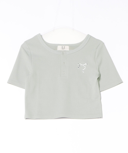 3.3 Field Trip （3.3フィールドトリップ）の「3.3 Field Trip／メタルリボンボタンＴ（Tシャツ/カットソー・レディース・ブルー/ブラック/ホワイト・FREE）」の21枚目の写真