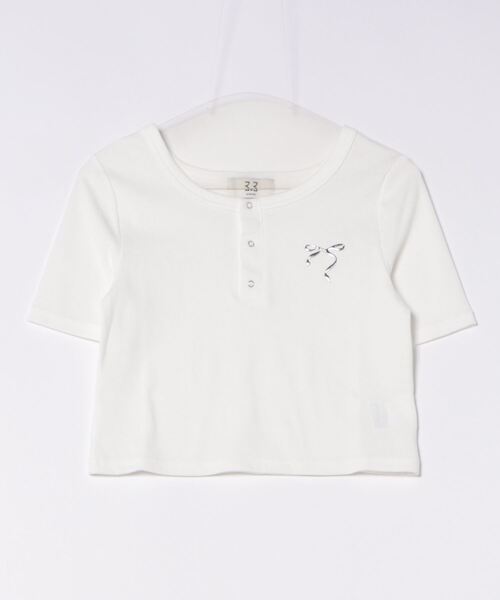 3.3 Field Trip （3.3フィールドトリップ）の「3.3 Field Trip／メタルリボンボタンＴ（Tシャツ/カットソー・レディース・ブルー/ブラック/ホワイト・FREE）」の22枚目の写真