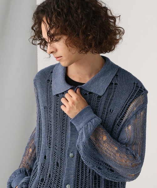 HARE（ハレ）の「スカシラメデザインシャツニット(HARE)（シャツ/ブラウス・メンズ・ブラック/グレー/ブルー・FREE）」の22枚目の写真