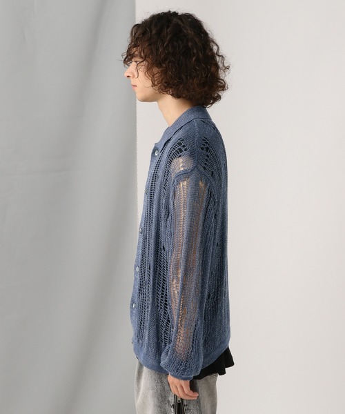 HARE（ハレ）の「スカシラメデザインシャツニット(HARE)（シャツ/ブラウス・メンズ・ブラック/グレー/ブルー・FREE）」の14枚目の写真