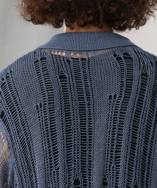 HARE（ハレ）の「スカシラメデザインシャツニット(HARE)（シャツ/ブラウス・メンズ・ブラック/グレー/ブルー・FREE）」の12枚目の写真