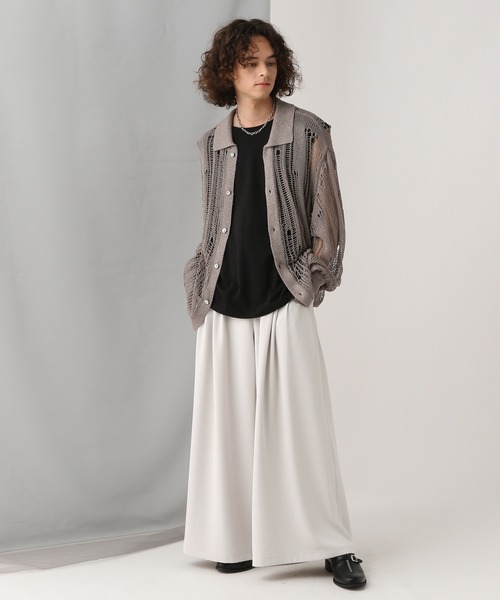 HARE（ハレ）の「スカシラメデザインシャツニット(HARE)（シャツ/ブラウス・メンズ・ブラック/グレー/ブルー・FREE）」の18枚目の写真