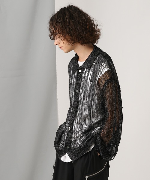 HARE（ハレ）の「スカシラメデザインシャツニット(HARE)（シャツ/ブラウス・メンズ・ブラック/グレー/ブルー・FREE）」の20枚目の写真