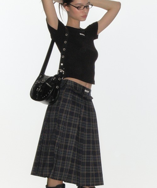 スカート crank / Frill pleated midi skirt_gray Acne Studios - フリーススカート - グレーメランジ