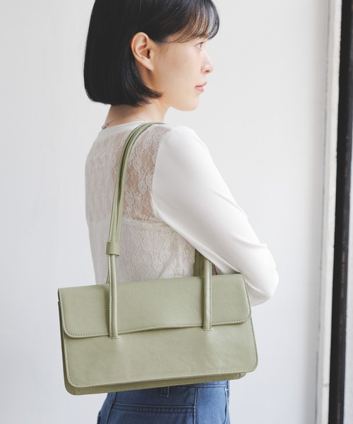 3.3 Field Trip （3.3フィールドトリップ）の「3.3 Field Trip／レザースクエアバッグ（ショルダーバッグ・レディース・シルバー/ライトグリーン/ブラック・ONE SIZE）」の13枚目の写真