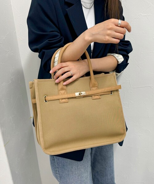 fredy emue（フレディエミュ）の「スポンジクロステープショルダートートバック（トートバッグ・レディース・ブラック/ベージュ・FREE）」の7枚目の写真