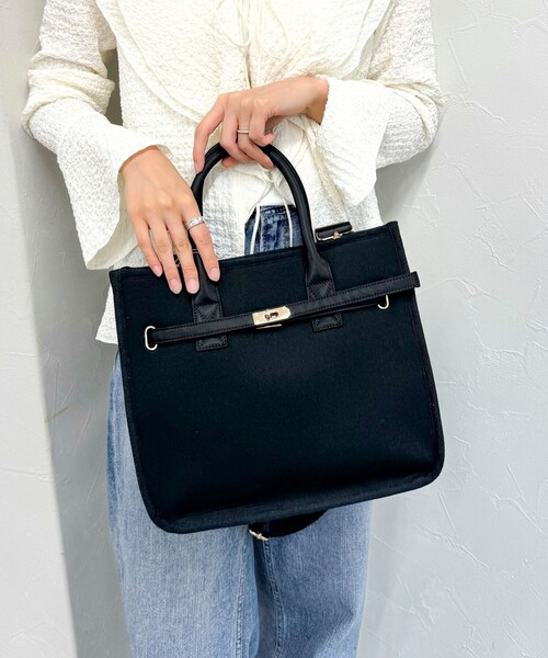 fredy emue（フレディエミュ）の「スポンジクロステープショルダートートバック（トートバッグ・レディース・ブラック/ベージュ・FREE）」の10枚目の写真