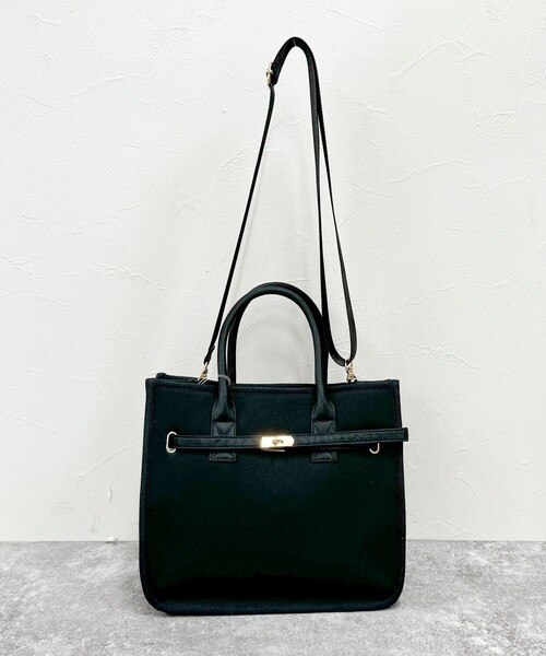 fredy emue（フレディエミュ）の「スポンジクロステープショルダートートバック（トートバッグ・レディース・ブラック/ベージュ・FREE）」の12枚目の写真