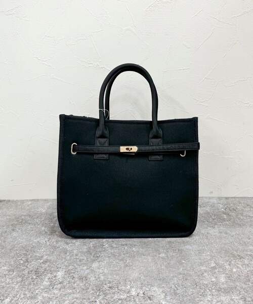 fredy emue（フレディエミュ）の「スポンジクロステープショルダートートバック（トートバッグ・レディース・ブラック/ベージュ・FREE）」の13枚目の写真