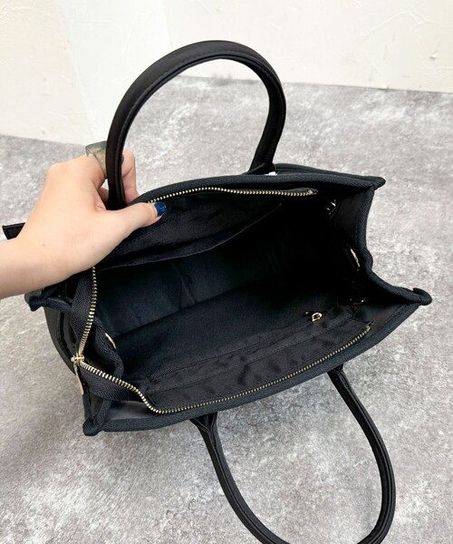 fredy emue（フレディエミュ）の「スポンジクロステープショルダートートバック（トートバッグ・レディース・ブラック/ベージュ・FREE）」の21枚目の写真