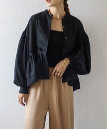ノーカラータックシアーシャツ
