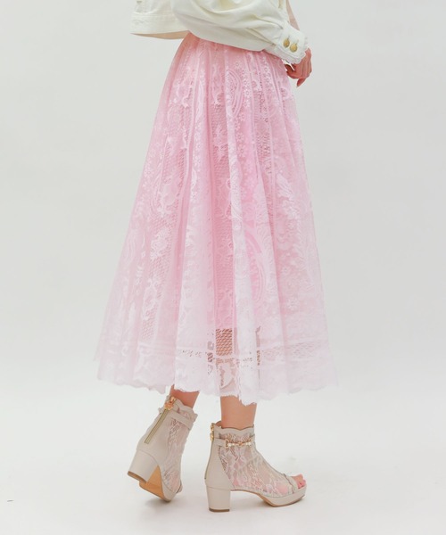 axes femme（アクシーズファム）の「グラデレースサーキュラースカート（スカート・レディース・ブラウン/ブルーグリーン/ピンク/パープル/ネイビー/グリーン/グレー/ブルー/イエロー/ベビーピンク/レッド/ワイン・FREE）」の10枚目の写真