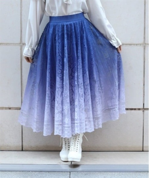 axes femme（アクシーズファム）の「グラデレースサーキュラースカート（スカート・レディース・ブラウン/ブルーグリーン/ピンク/パープル/ネイビー/グリーン/グレー/ブルー/イエロー/ベビーピンク/レッド/ワイン・FREE）」の6枚目の写真