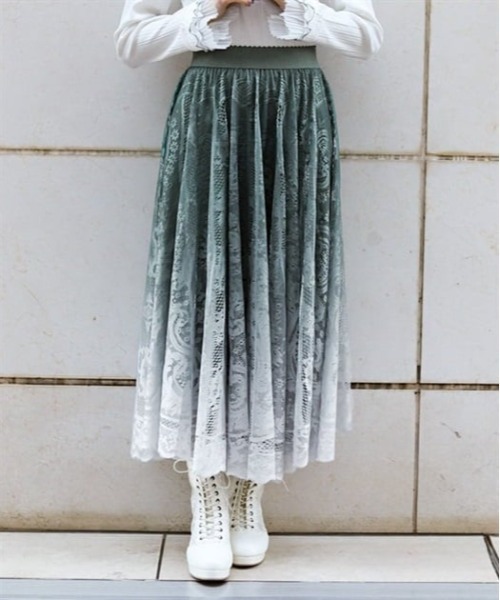 axes femme（アクシーズファム）の「グラデレースサーキュラースカート（スカート・レディース・ブラウン/ブルーグリーン/ピンク/パープル/ネイビー/グリーン/グレー/ブルー/イエロー/ベビーピンク/レッド/ワイン・FREE）」の4枚目の写真