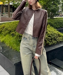 clear | ダブルラインシングルライダース [高見え スタイルアップ]≪2024AW新作≫(ノーカラージャケット)