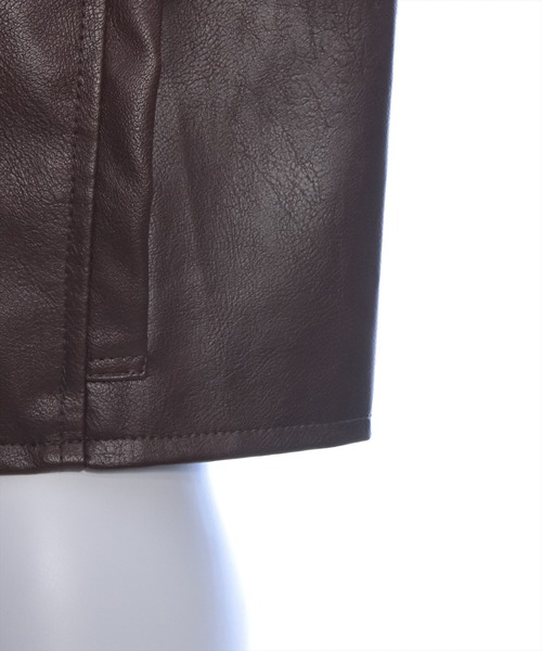 clear（クリア）の「ダブルラインシングルライダース [高見え スタイルアップ ヴィンテージ]≪再入荷≫（ノーカラージャケット・レディース・ブラウン/ブラック/アイボリー・F）」の18枚目の写真