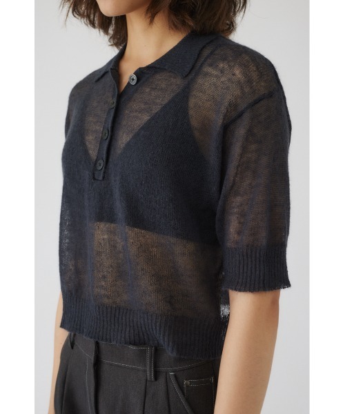 RIM.ARK(リムアーク)の「Mohair mix polo knit モヘアミックスポロニット(ポロシャツ・レディース・ブラック/ホワイト/ダークグレー/ライトグリーン・FREE)」の21枚目の写真