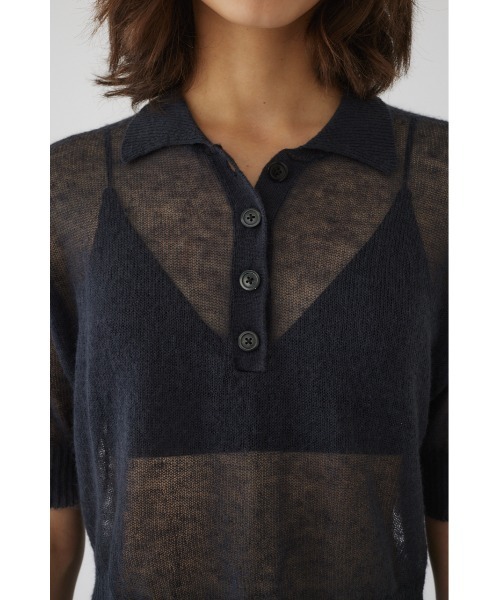 RIM.ARK(リムアーク)の「Mohair mix polo knit モヘアミックスポロニット(ポロシャツ・レディース・ブラック/ホワイト/ダークグレー/ライトグリーン・FREE)」の17枚目の写真