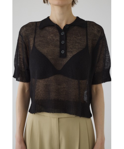 RIM.ARK(リムアーク)の「Mohair mix polo knit モヘアミックスポロニット(ポロシャツ・レディース・ブラック/ホワイト/ダークグレー/ライトグリーン・FREE)」の5枚目の写真