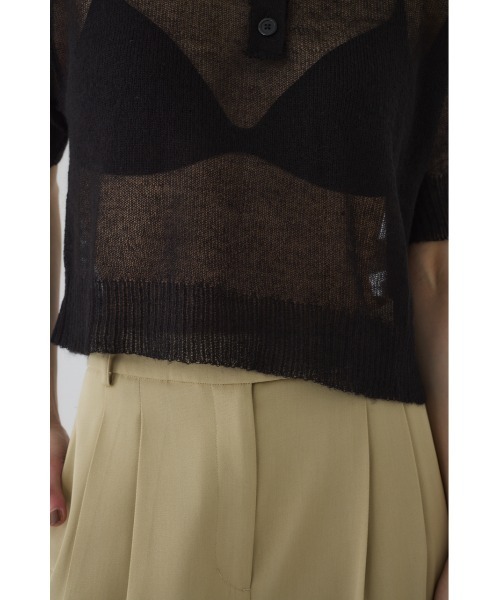 RIM.ARK(リムアーク)の「Mohair mix polo knit モヘアミックスポロニット(ポロシャツ・レディース・ブラック/ホワイト/ダークグレー/ライトグリーン・FREE)」の13枚目の写真