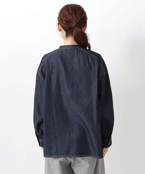 one'sterrace(ワンズテラス)の「バンドカラーステッチワークシャツ(シャツ/ブラウス・レディース・ベージュ系8/ネイビー系5・02)」の5枚目の写真