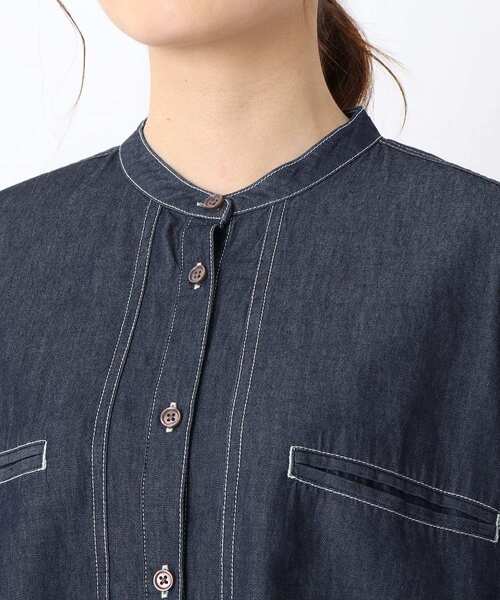 one'sterrace(ワンズテラス)の「バンドカラーステッチワークシャツ(シャツ/ブラウス・レディース・ベージュ系8/ネイビー系5・02)」の6枚目の写真