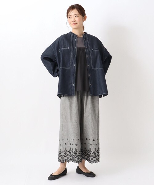 one'sterrace(ワンズテラス)の「バンドカラーステッチワークシャツ(シャツ/ブラウス・レディース・ベージュ系8/ネイビー系5・02)」の14枚目の写真