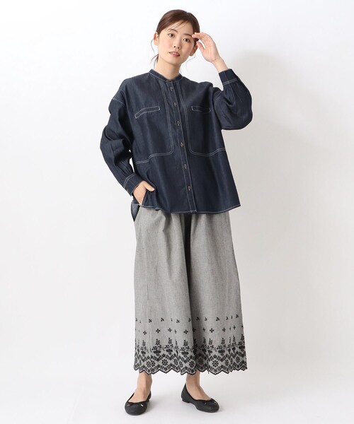 one'sterrace(ワンズテラス)の「バンドカラーステッチワークシャツ(シャツ/ブラウス・レディース・ベージュ系8/ネイビー系5・02)」の15枚目の写真