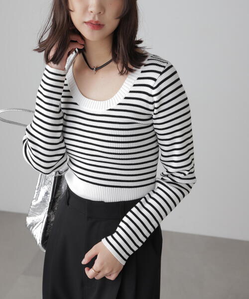 FREE'S MART(フリーズマート)の「〈洗える〉マシンウォッシャブルUネックニット(ニット/セーター・レディース・ホワイト系その他/オレンジ/グレー/ブラック/ホワイト・FREE)」の1枚目の写真