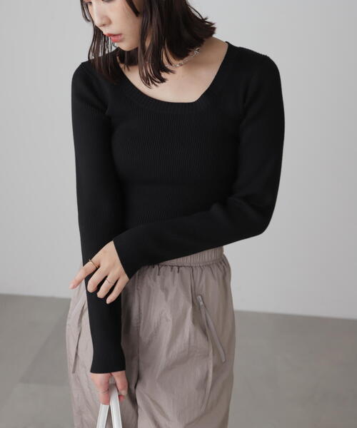 FREE'S MART(フリーズマート)の「〈洗える〉マシンウォッシャブルUネックニット(ニット/セーター・レディース・ホワイト系その他/オレンジ/グレー/ブラック/ホワイト・FREE)」の3枚目の写真