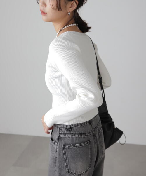 FREE'S MART(フリーズマート)の「〈洗える〉マシンウォッシャブルUネックニット(ニット/セーター・レディース・ホワイト系その他/オレンジ/グレー/ブラック/ホワイト・FREE)」の10枚目の写真