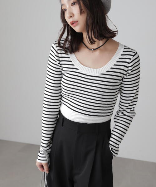 FREE'S MART(フリーズマート)の「〈洗える〉マシンウォッシャブルUネックニット(ニット/セーター・レディース・ホワイト系その他/オレンジ/グレー/ブラック/ホワイト・FREE)」の18枚目の写真