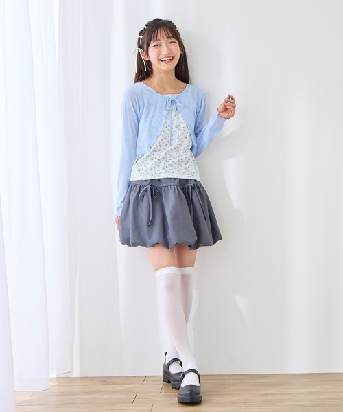 Amourire girl(アムリールガール)の「花柄キャミソール&カーディガン(カーディガン/ボレロ・キッズ・オフホワイト/サックスブルー・140cm/150cm/160cm)」の16枚目の写真