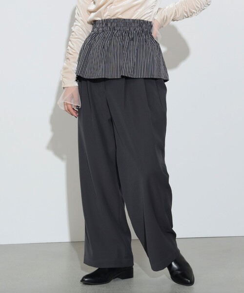 BEAMS HEART（ビームスハート）の「ウエスト レイヤード タックパンツ（スラックス・レディース・ブラウン/チャコールグレー・FREE）」の8枚目の写真