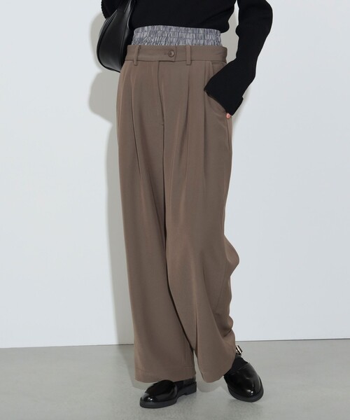 BEAMS HEART（ビームスハート）の「ウエスト レイヤード タックパンツ（スラックス・レディース・ブラウン/チャコールグレー・FREE）」の11枚目の写真