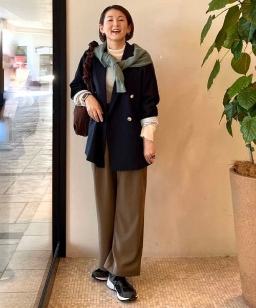 BEAMS HEART（ビームスハート）の「ウエスト レイヤード タックパンツ（スラックス・レディース・ブラウン/チャコールグレー・FREE）」の16枚目の写真