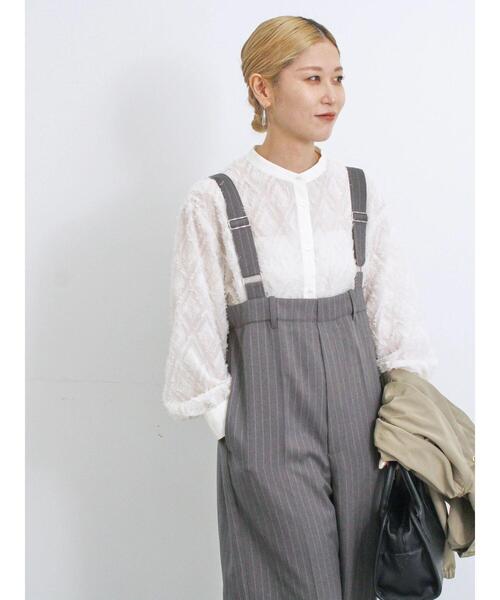 Samansa Mos2 blue（サマンサモスモスブルー）の「幾何学柄バンドカラーブラウス（シャツ/ブラウス・レディース・ブラック/シルバーグレー/オフホワイト・F）」の9枚目の写真