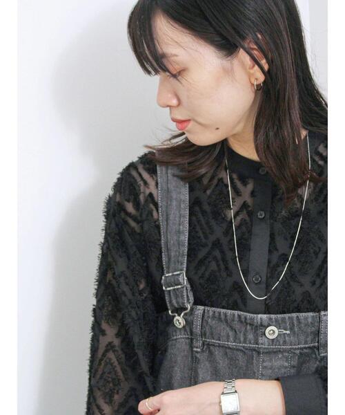 Samansa Mos2 blue（サマンサモスモスブルー）の「幾何学柄バンドカラーブラウス（シャツ/ブラウス・レディース・ブラック/シルバーグレー/オフホワイト・F）」の11枚目の写真