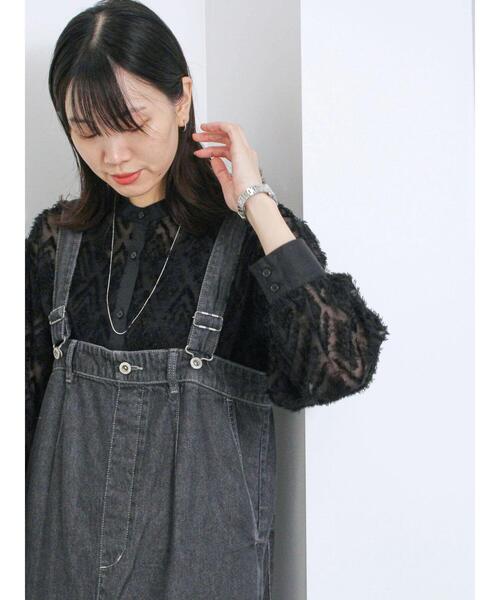 Samansa Mos2 blue（サマンサモスモスブルー）の「幾何学柄バンドカラーブラウス（シャツ/ブラウス・レディース・ブラック/シルバーグレー/オフホワイト・F）」の12枚目の写真