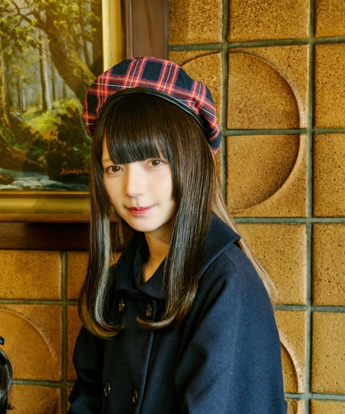 kutir(クティール)の「【クティールとレトロ】チェックベレー帽(ハンチング/ベレー帽・レディース・ネイビー/レッド/グリーン・FREE)」の2枚目の写真