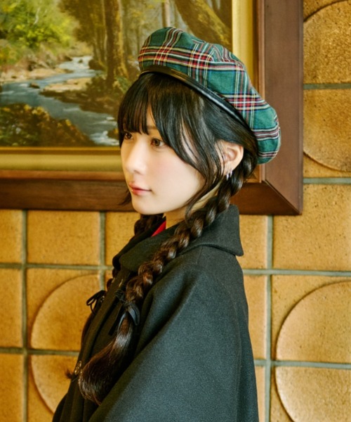 kutir(クティール)の「【クティールとレトロ】チェックベレー帽(ハンチング/ベレー帽・レディース・ネイビー/レッド/グリーン・FREE)」の4枚目の写真
