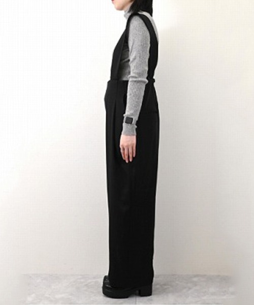 STYLEBLOCK（スタイルブロック）の「ツイルハイウエストサロペットパンツ（サロペット/オーバーオール・レディース・アイボリー/ブラック/ベージュ・M）」の8枚目の写真
