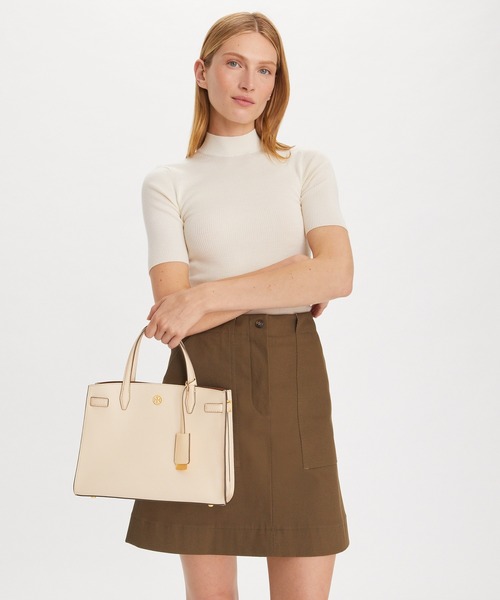 TORY BURCH（トリーバーチ）の「ロビンソン スモール サッチェル（ハンドバッグ・レディース・ライトブルー/クリーム/グレー・ONE SIZE）」の11枚目の写真