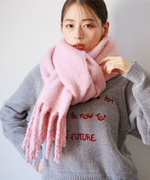 LAKOLE（ラコレ）の「ブークレーカラーマフラー / 138785（マフラー・レディース・ライトベージュ/オフホワイト/ブルー/ライトグレー/ピンク・FREE）」の5枚目の写真