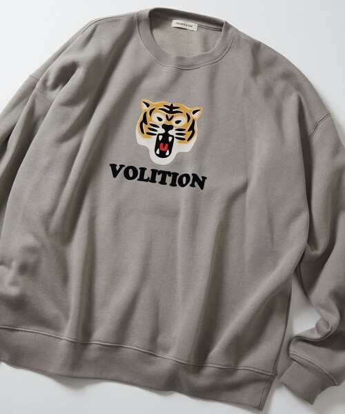 FREAK'S STORE(フリークスストア)の「限定展開 ビッグシルエット フロントプリント クルーネック スウェット / VOLITION Tiger(スウェット・メンズ・グレー/チャコールグレー/ベージュ/ネイビー・SMALL/MEDIUM/LARGE)」の4枚目の写真