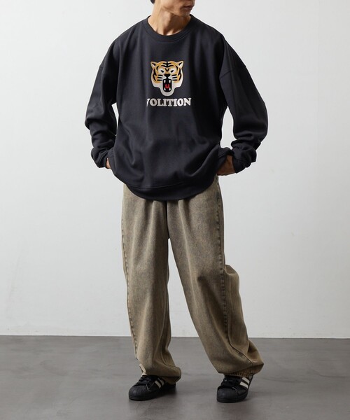 【RUSSELL】TIGERプリント クルーネックスウェット セール】限定展開 ビッグシルエット フロントプリント クルー